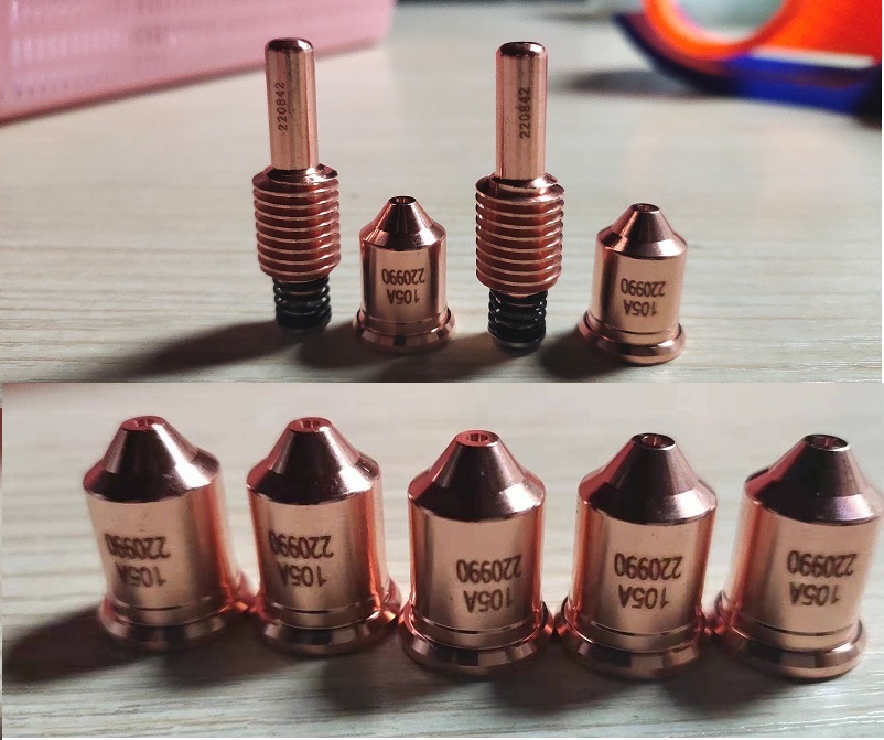 thumbnail interactive-video image 1 of POPWIN 10pcs 220842 Plasma Electrodes Fit 45XP/65/85/105 Cutting Torch 1 of 10
