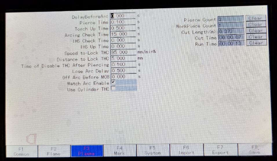 PLASMA ARC parameter