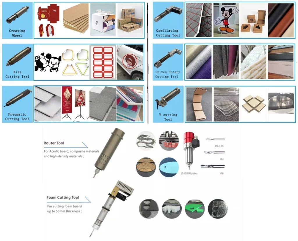 different tools option for digital cnc cutting machine